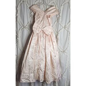 Vintage 90s/Y2K Jessica McClintock Peach Bow Formal Dress Juniors Size 5/6 XXS